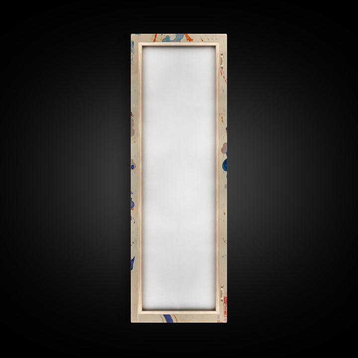 Majestic Red Dragon Soars Skinny Art Tall Art Japanese Ukiyo-e Inspired Mythical Creature Framed Canvas Print