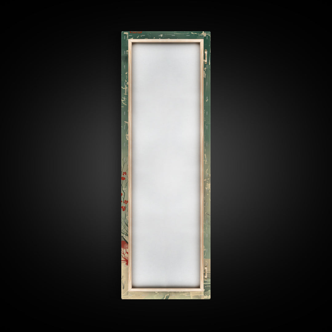 Japanese Woodblock Print Of A Traditional Lighthouse Surrounded By Seagulls Framed Canvas Print Ready To Hang For Wall Art Decor