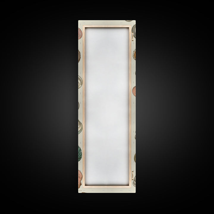 Elegant Sea Shell Collection in Vintage Style on Tall Vertical Canvas Print Perfect for Coastal-Themed Wall Decor