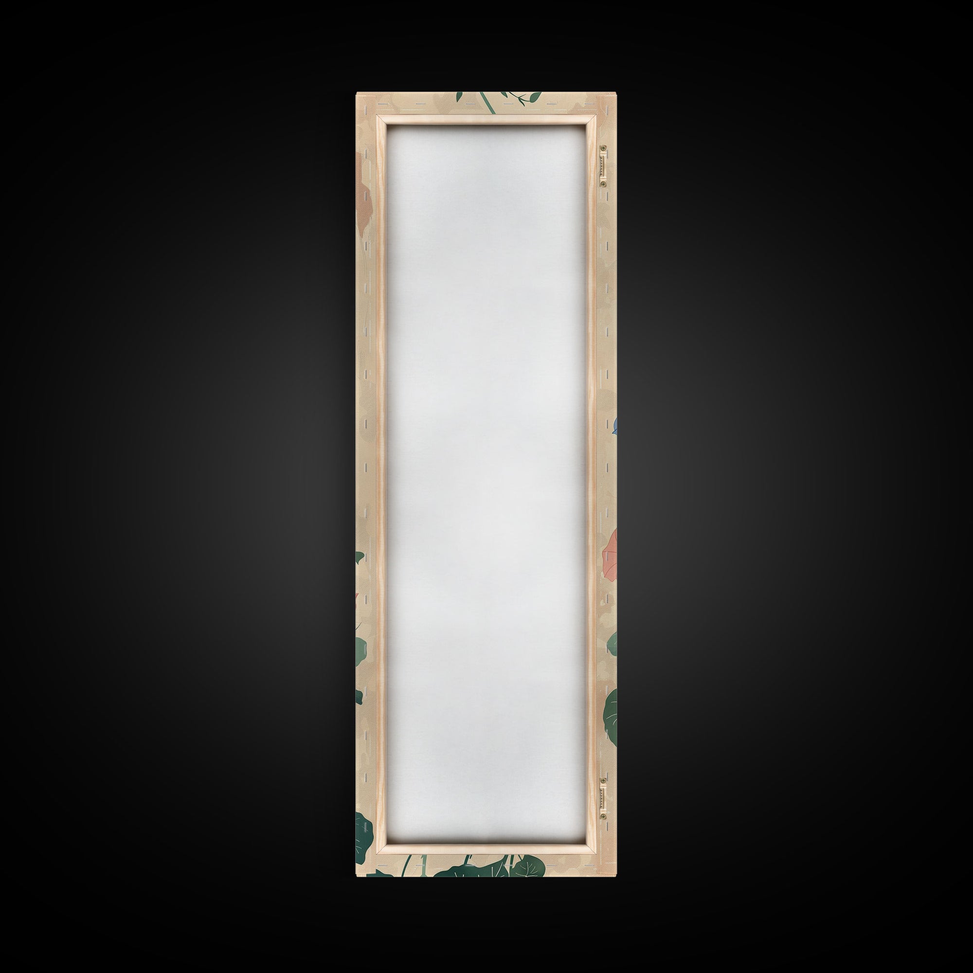 Skinny Art Tall Art Framed Canvas Print Stylized Morning Glory Blossoms In Subtle Pastel Hues Ukiyo-e Japanese Style Art Wood Block Print