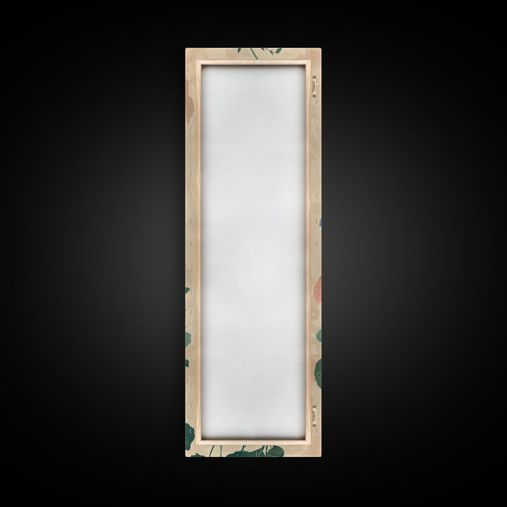 Skinny Art Tall Art Framed Canvas Print Stylized Morning Glory Blossoms In Subtle Pastel Hues Ukiyo-e Japanese Style Art Wood Block Print