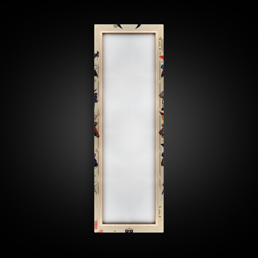 Canvas Print Traditional Japanese Samurai Helmets Collection, Intricate Details In Warrior Masks, Bold Cultural Decor For Any Space