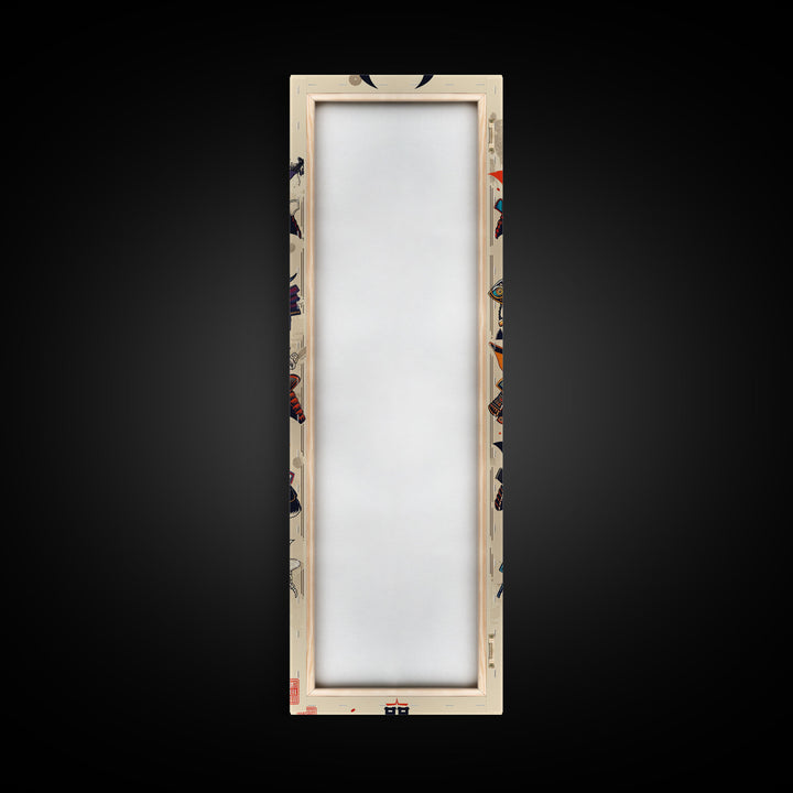 Canvas Print Traditional Japanese Samurai Helmets Collection, Intricate Details In Warrior Masks, Bold Cultural Decor For Any Space