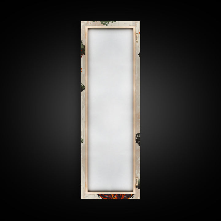 Curved Tree With Green Foliage Ukiyo-e Art Japanese Style Framed Canvas Print Wood Block Print Skinny Art Tall Art