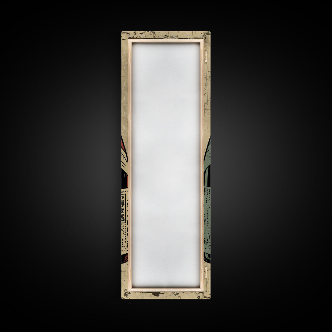 Canvas Print Japanese Sake Bottles Retro Design With Rustic Feel, Kitchen Or Dining Area Wall Art, Unique Vintage Style