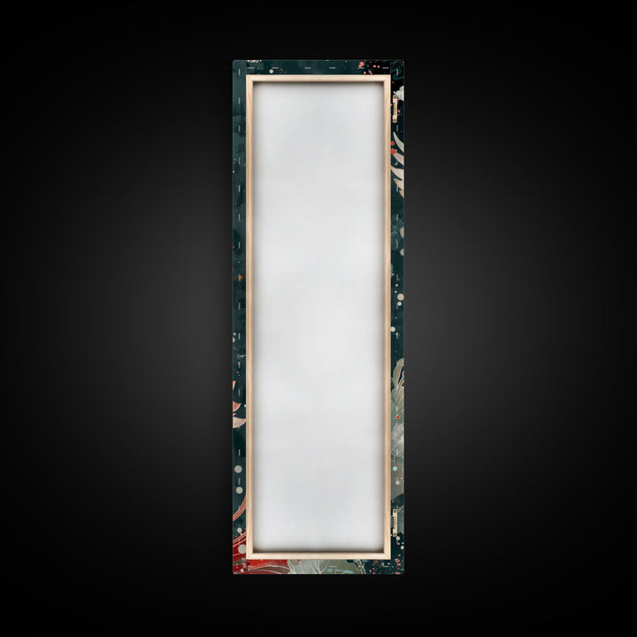 Majestic Eagle Japanese Art Skinny Wall Art Framed Canvas Print Soaring Above Lotus Flowers in Serene Water Scene