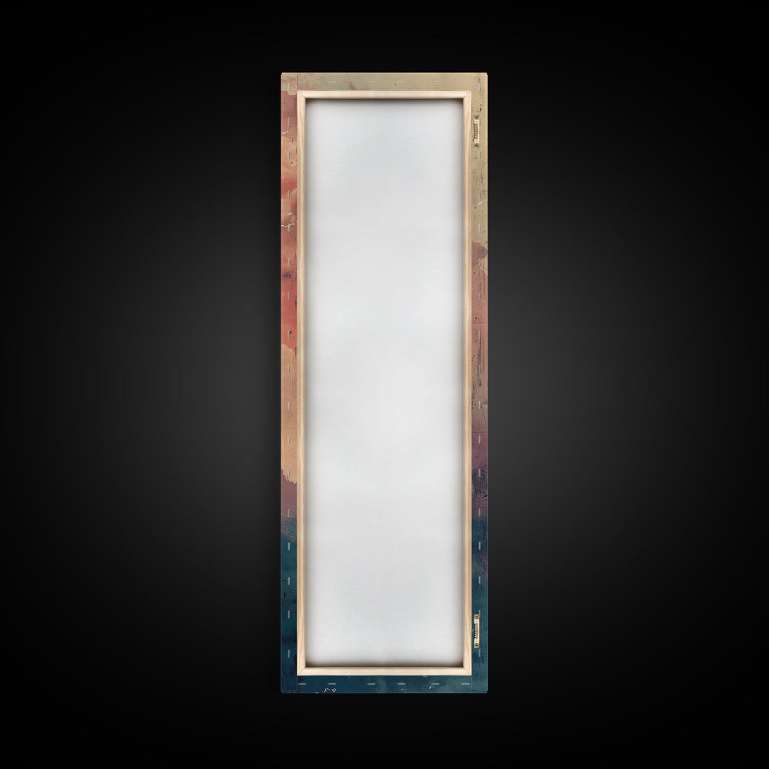 Ukiyo-e Art, Tall Art, Skinny Art, Japanese Style Art, Cranes In Flight Wood Block Print Framed Canvas Print