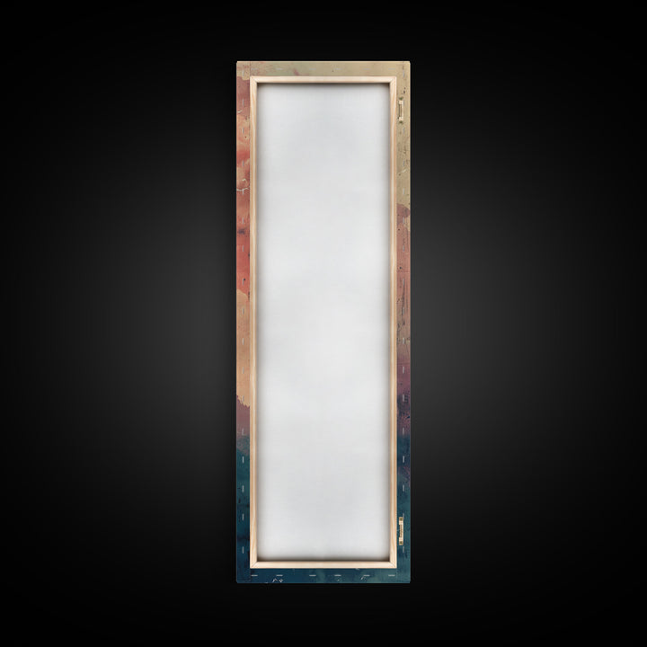 Ukiyo-e Art, Tall Art, Skinny Art, Japanese Style Art, Cranes In Flight Wood Block Print Framed Canvas Print