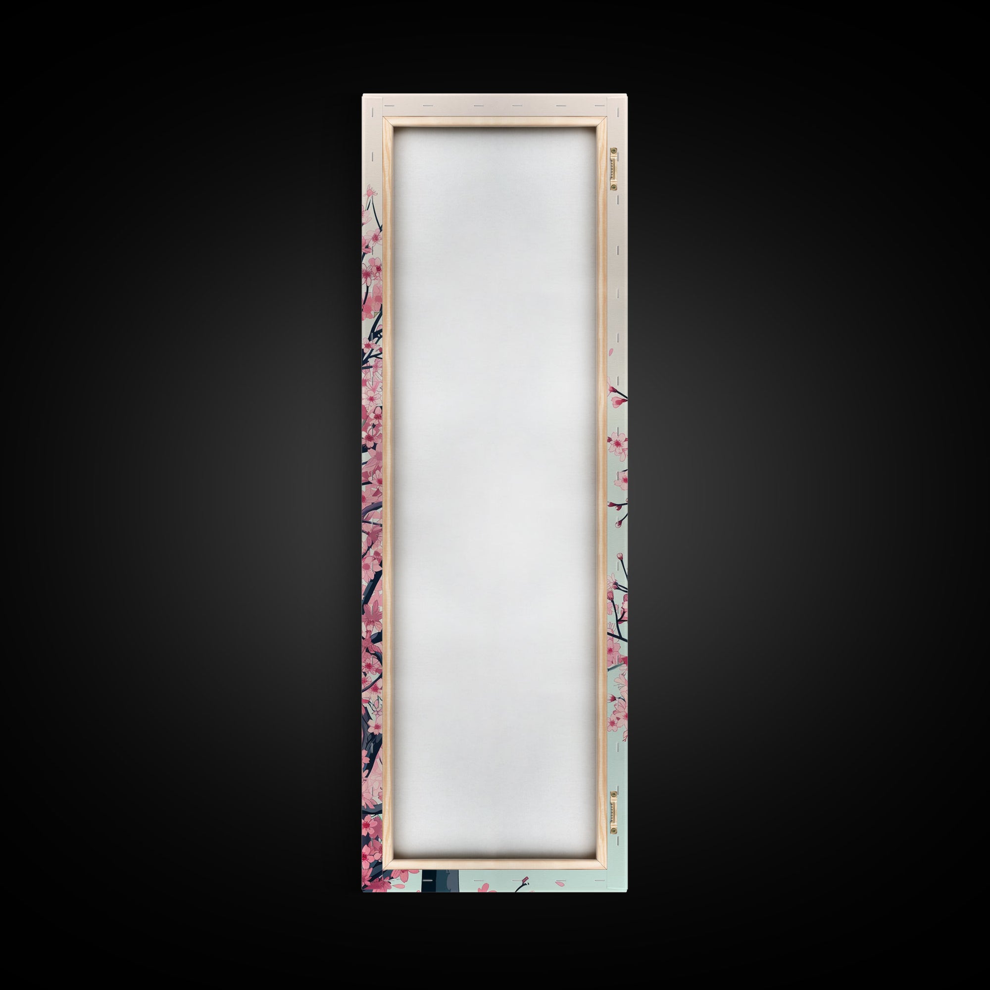 Delicate Cherry Blossom Tree In Full Bloom Against A Soft Gradient Background For Elegant Wall Art Framed Canvas Print