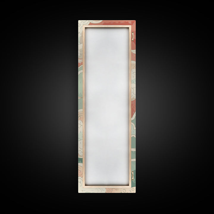 Traditional Japanese Cloud Design In Pastel Colors, Ukiyo-e Style Canvas, Framed Canvas Print, Tall Skinny Japanese Wall Art, Ready To Hang