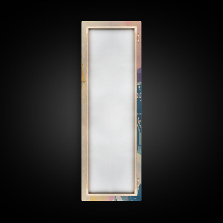 Colorful Buddha Statues Skinny Art Wood Block Print Japanese Style Art Framed Canvas Print Tall Art Ukiyo-e Art