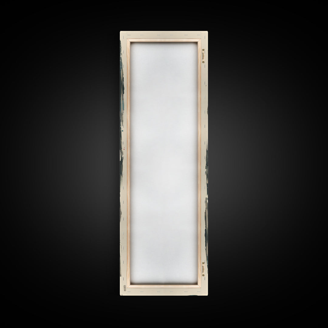 Colorful Lanterns Hanging in a Vertical Row with Abstract Background - Skinny Art, Japanese Wall Decor, Framed Canvas Print, Ukiyo-e Style