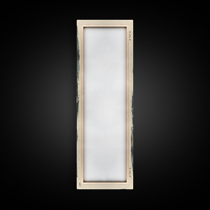 Colorful Lanterns Hanging in a Vertical Row with Abstract Background - Skinny Art, Japanese Wall Decor, Framed Canvas Print, Ukiyo-e Style