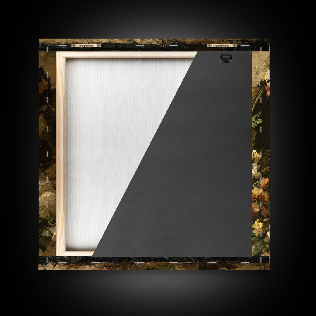 Floral Garland Surrounding a Classical Profile Canvas Print, Renaissanceinspired Art, Unique Wall Art, Living Room Decor, REN-1x1-22