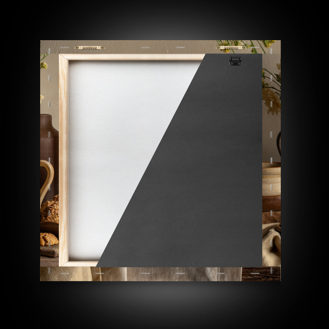 Elegant Table Objects Framed Canvas Print, Restaurant Art, Bedroom Wall Art, Restaurant Decor, Watercolor Art, Bistro, RES-1x1-24