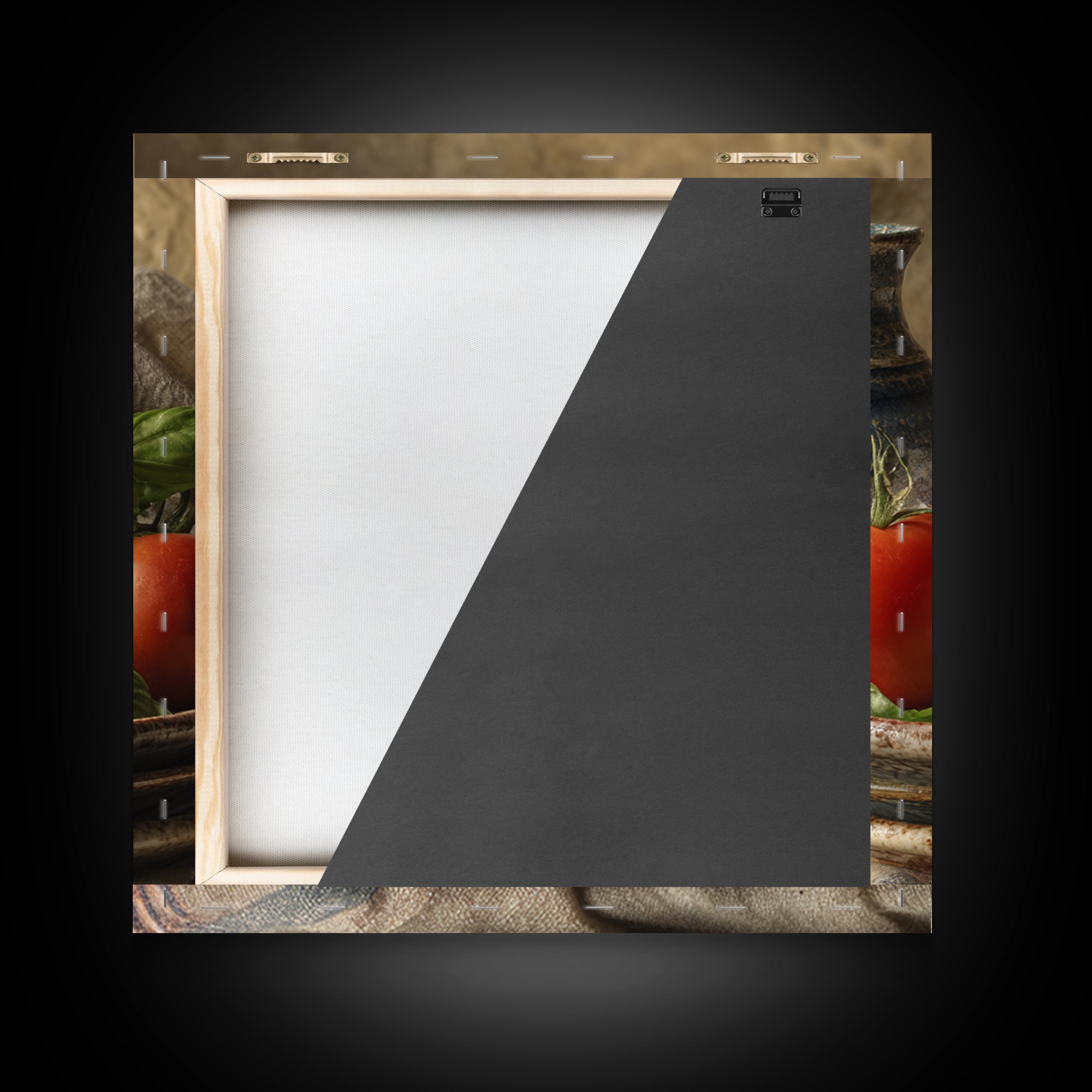 Pizzeria Tomato Basil and Mozzarella Still Life Framed Canvas Print, Restaurant Art, Bar Decor, Restaurant Decor, RES-1x1-34