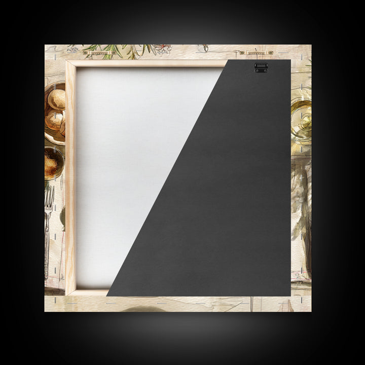 Rooster and Herbs for Farmhouse Restaurant Mood Framed Canvas Print, Restaurant Art, Kitchen Decor, Restaurant Decor, Bistro, RES-1x1-44