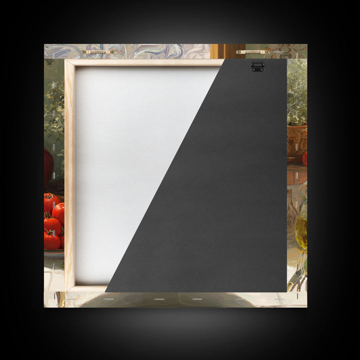 Pizzeria Tomato Basil and Mozzarella Still Life Framed Canvas Print, Restaurant Art, Bar Decor, Restaurant Decor, RES-1x1-58