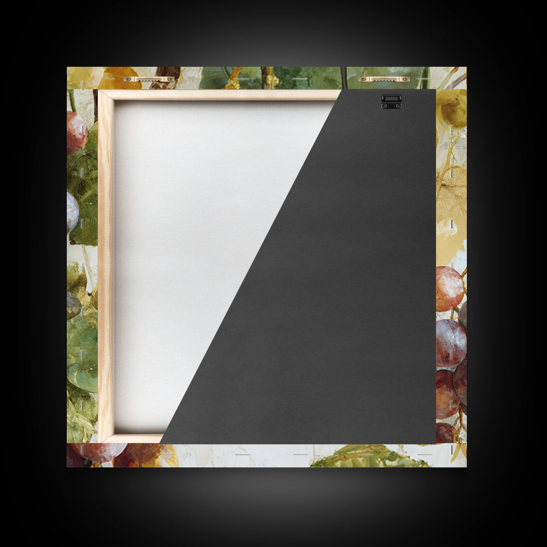 Wine Grapevine Botanical Study Framed Canvas Print, Restaurant Art, Neutral Decor, Restaurant Decor, Oil Painting, Bistro, RES-1x1-63