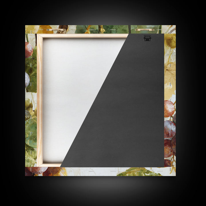 Wine Grapevine Botanical Study Framed Canvas Print, Restaurant Art, Neutral Decor, Restaurant Decor, Oil Painting, Bistro, RES-1x1-63