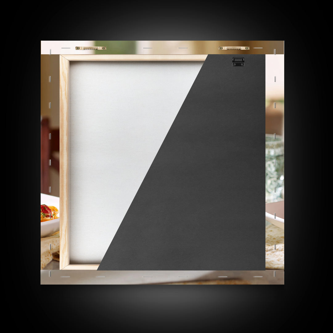 Fresh Pasta with Tomatoes and Basil Framed Canvas Print, Restaurant Art, Fine Art Print, Restaurant Decor, Fine Art, Bistro, RES-1x1-74
