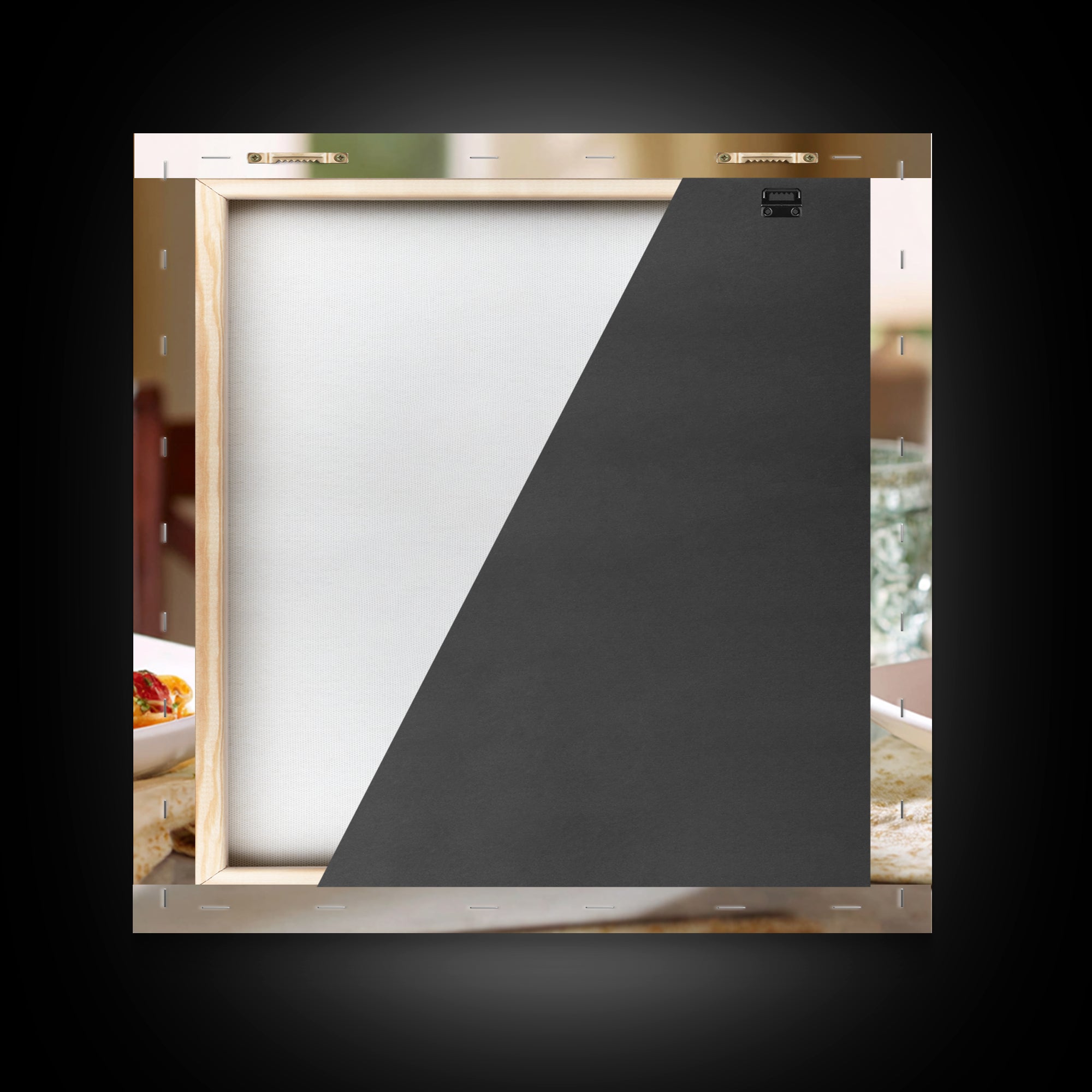 Fresh Pasta with Tomatoes and Basil Framed Canvas Print, Restaurant Art, Fine Art Print, Restaurant Decor, Fine Art, Bistro, RES-1x1-74