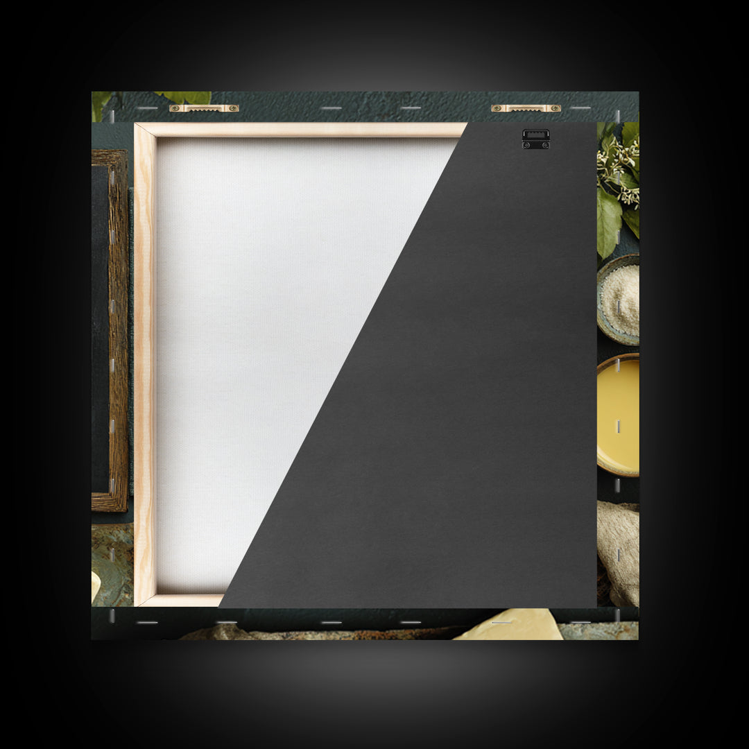 Blackboard Menu Feeling Without Readable Text Framed Canvas Print, Restaurant Art, Wall Art, Restaurant Decor, Oil Painting, RES-1x1-93