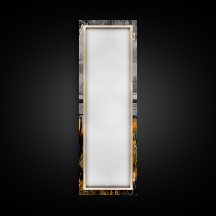 Abstract Canoe Painting Canvas Print Nautical Decor Rustic Wall Art Coastal Landscape Art Blue and Green Wall Art Tall Skinny Art