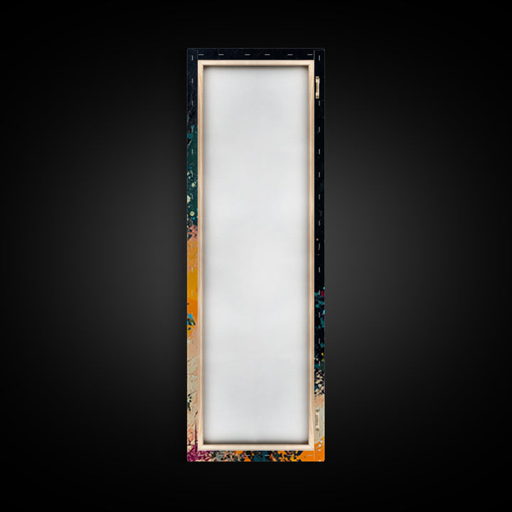 Desert Cactus Bloom Framed Canvas Print Southwest Wall Art Tall Narrow Art Rustic Decor Wildflower Painting