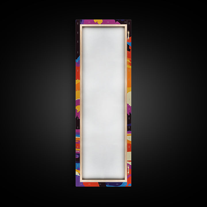 Campfire Under Sunset Framed Canvas Print Southwest Wall Art Rustic Art Moody Art Tall Skinny Art Living Room Art