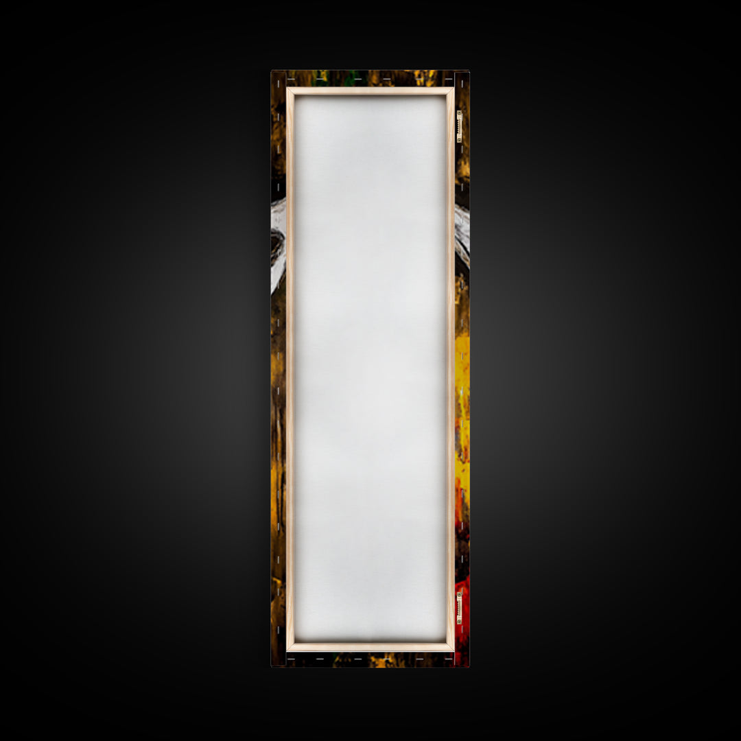 Abstract Cowboy Hat Art Framed Canvas Print, Rustic Wall Art, Moody Art, Southwest Wall Art, Wabi Sabi Art, Tall Narrow Art