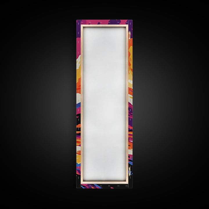 Bold Cowboy Sunset Canvas Print pink orange wall art southwest wall art extra wide art rustic decor farmhouse art tall narrow art