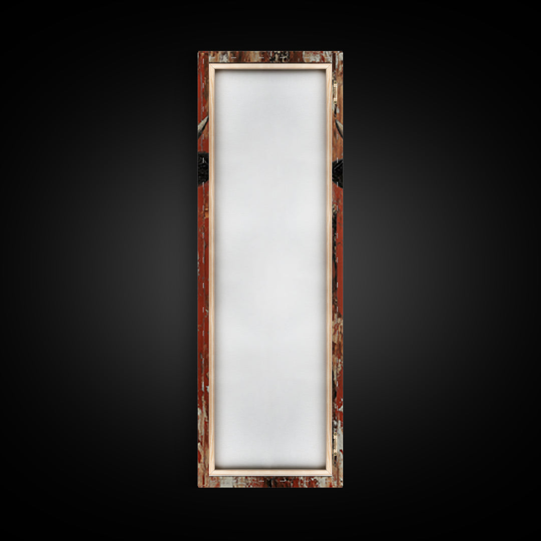 Bold Western Cowboy Framed Canvas Print rustic decor farmhouse art southwest wall art tall narrow art moody art extra wide art