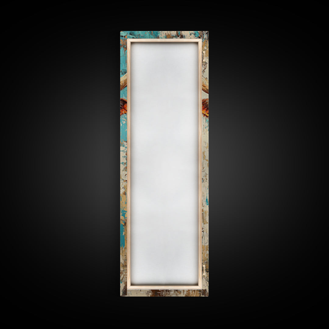 Abstract Western Bull Framed Canvas Print rustic decor farmhouse wall art southwest wall art geometric wall art gift idea for him