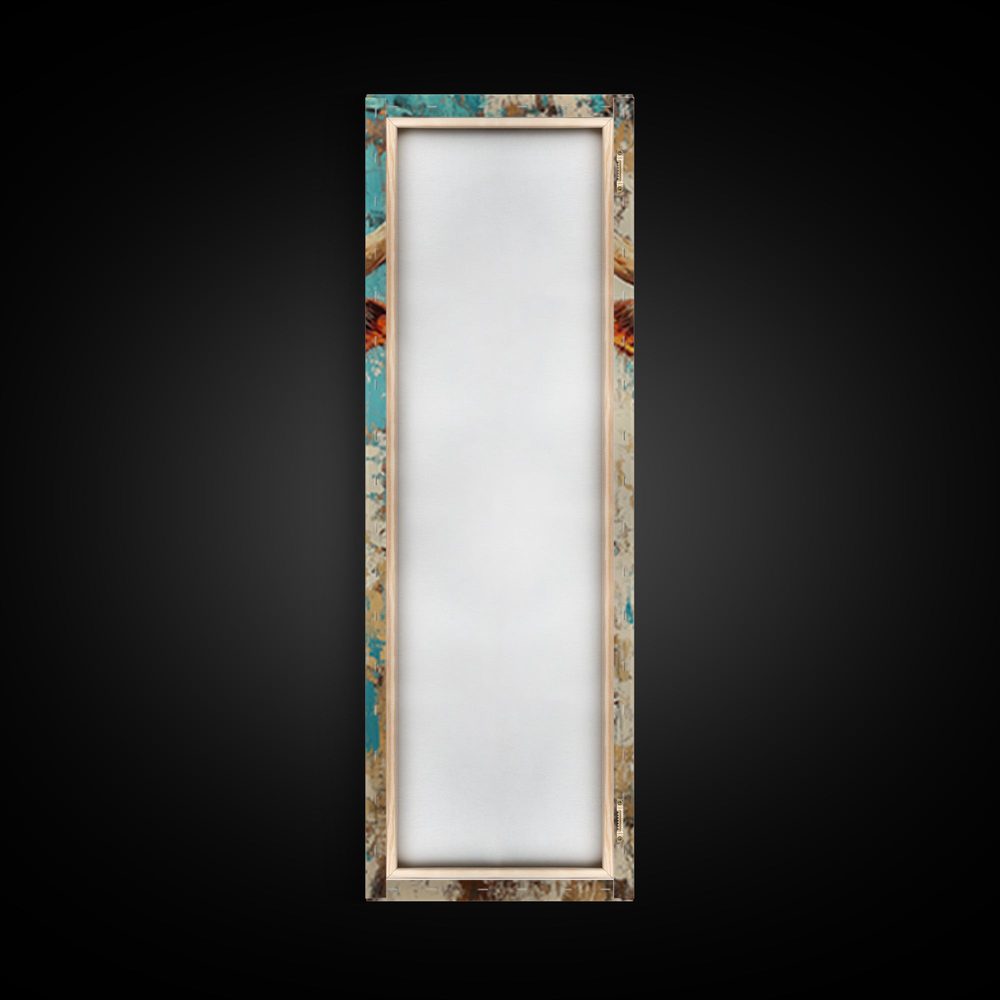 Abstract Western Bull Framed Canvas Print rustic decor farmhouse wall art southwest wall art geometric wall art gift idea for him