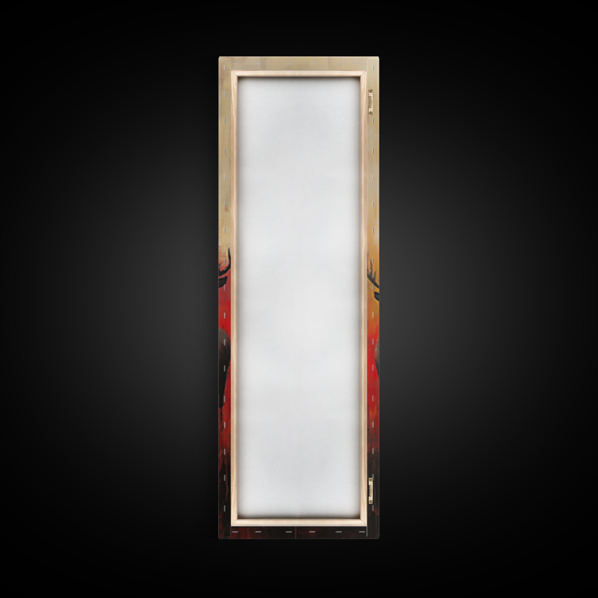 Autumn Deer Painting Framed Canvas Print deer drinking water in forest painting rustic wall art woodland decor fall farmhouse art gift idea