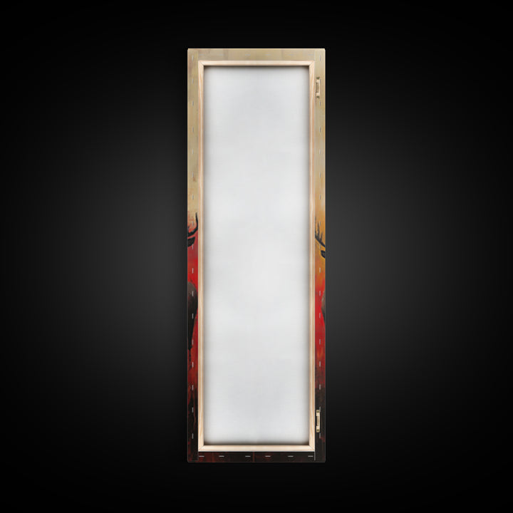 Autumn Deer Painting Framed Canvas Print deer drinking water in forest painting rustic wall art woodland decor fall farmhouse art gift idea