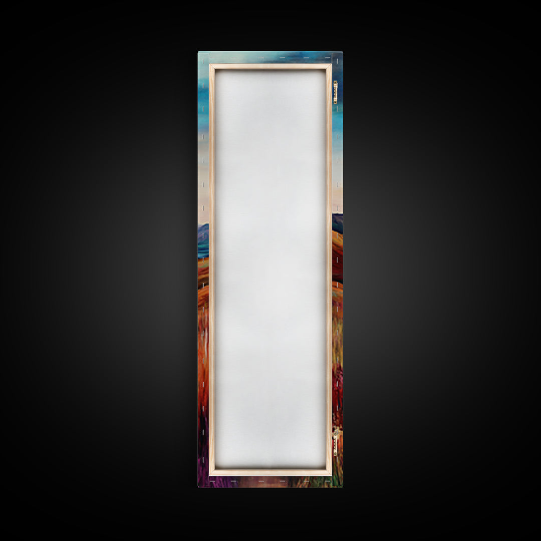 Rolling Hills Landscape Framed Canvas Print mountain painting, Ireland painting, landscape painting, lake Tahoe art, rustic wall art