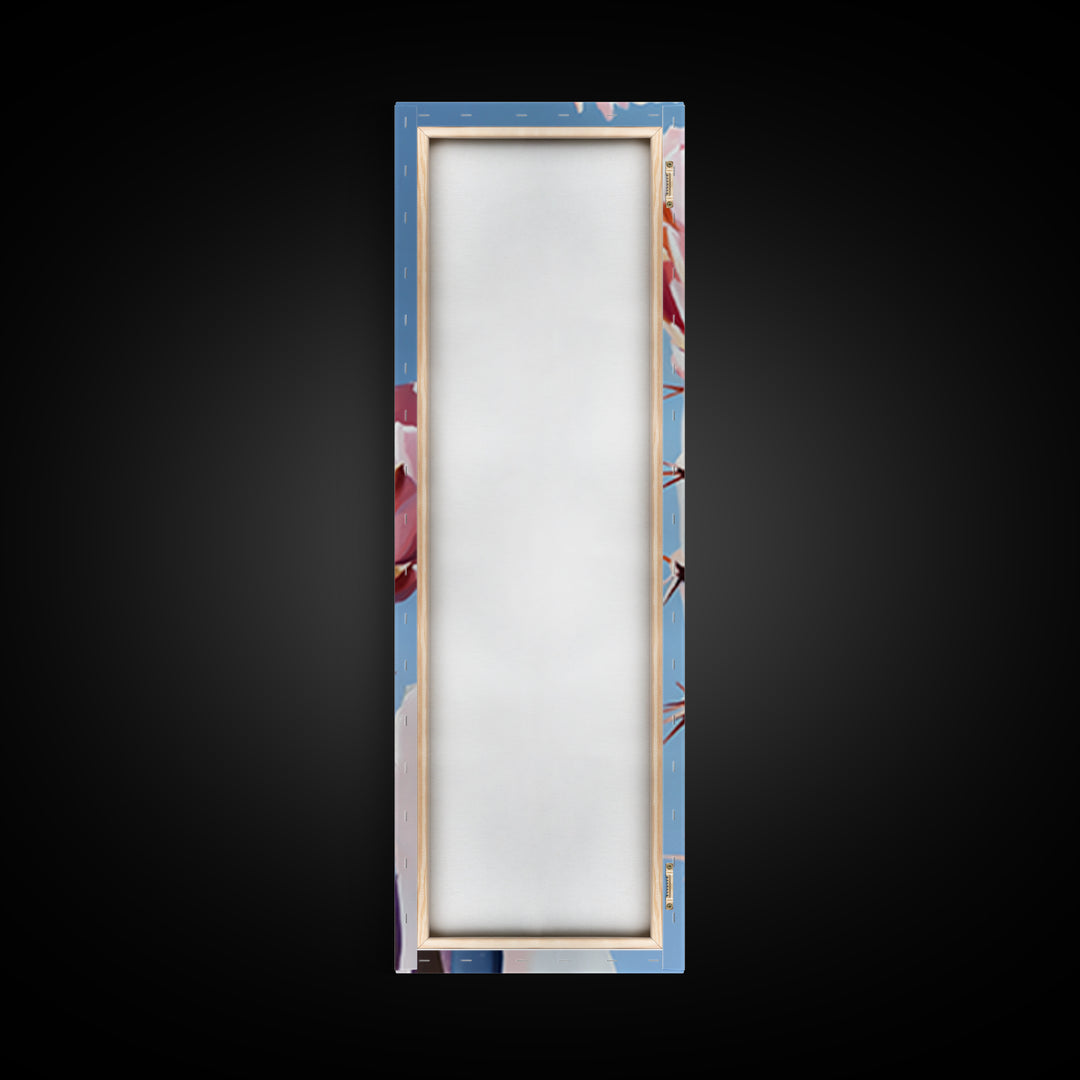 Blooming Cactus Painting Canvas Print, Southwest Wall Art, Botanical Prints, Pink Abstract Art, Desert Decor, Vertical Wall Art