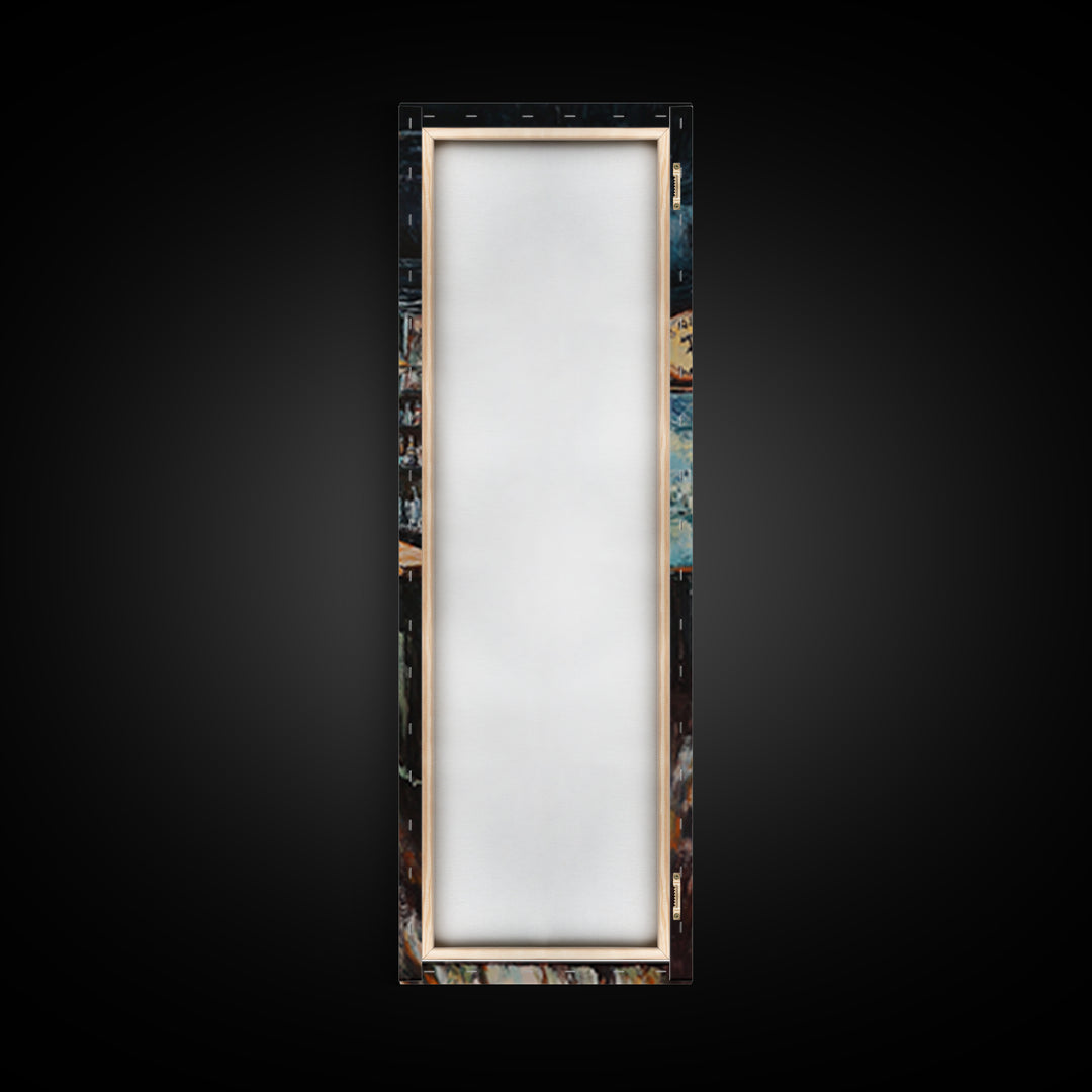 Rustic Bar Scene Framed Canvas Print, Espresso Martini Wall Art, Moody Art, Long Narrow Wall Art, Rustic Decor, Above Sofa Art, Gift Idea