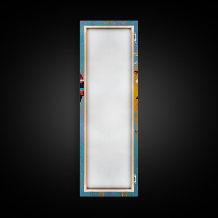 Bold Feather Headdress Canvas Print Afrocentric Wall Art Southwest Wall Art Colorful Portrait Painting Vertical Wall Art