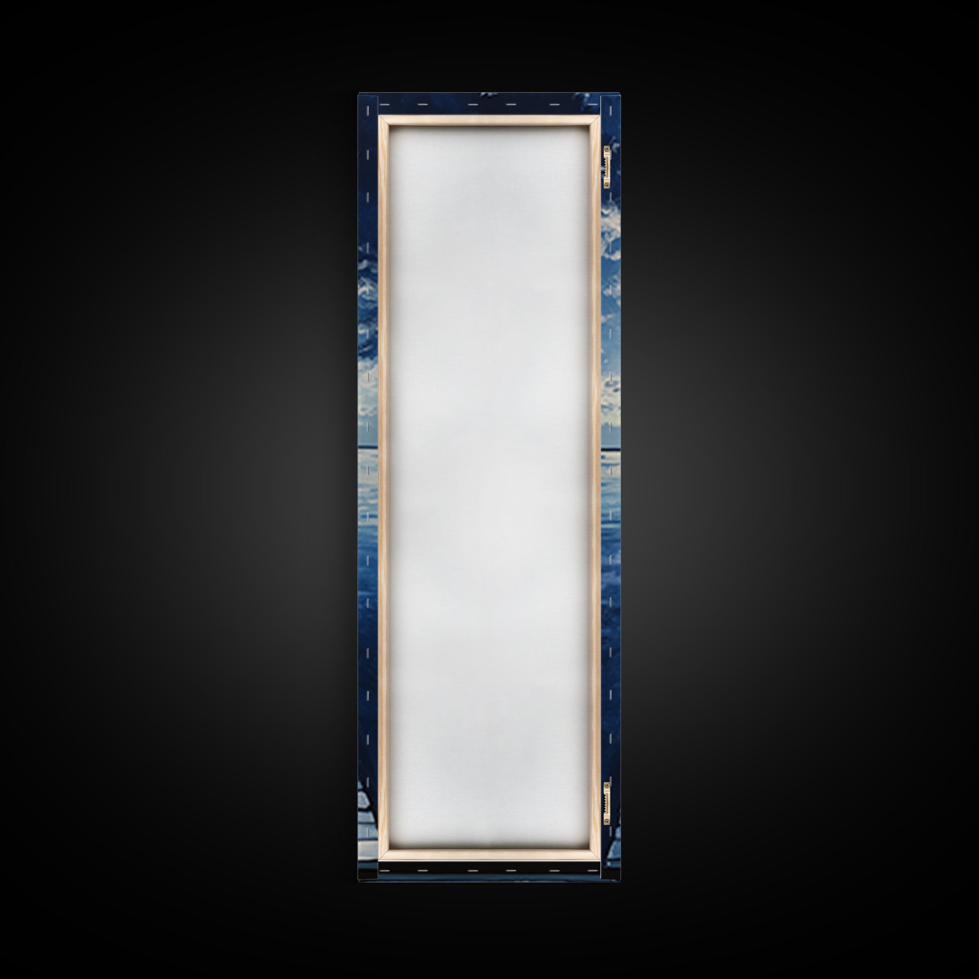 Dockside Tranquility Coastal Wall Art Framed Canvas Print Nautical Painting Blue and Green Wall Art Above Sofa Art Lake Tahoe Art