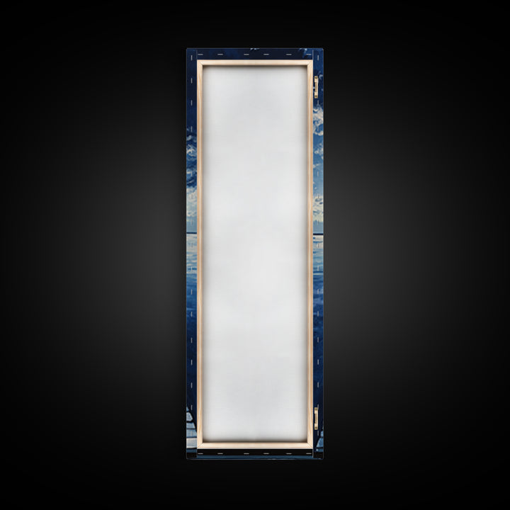 Dockside Tranquility Coastal Wall Art Framed Canvas Print Nautical Painting Blue and Green Wall Art Above Sofa Art Lake Tahoe Art