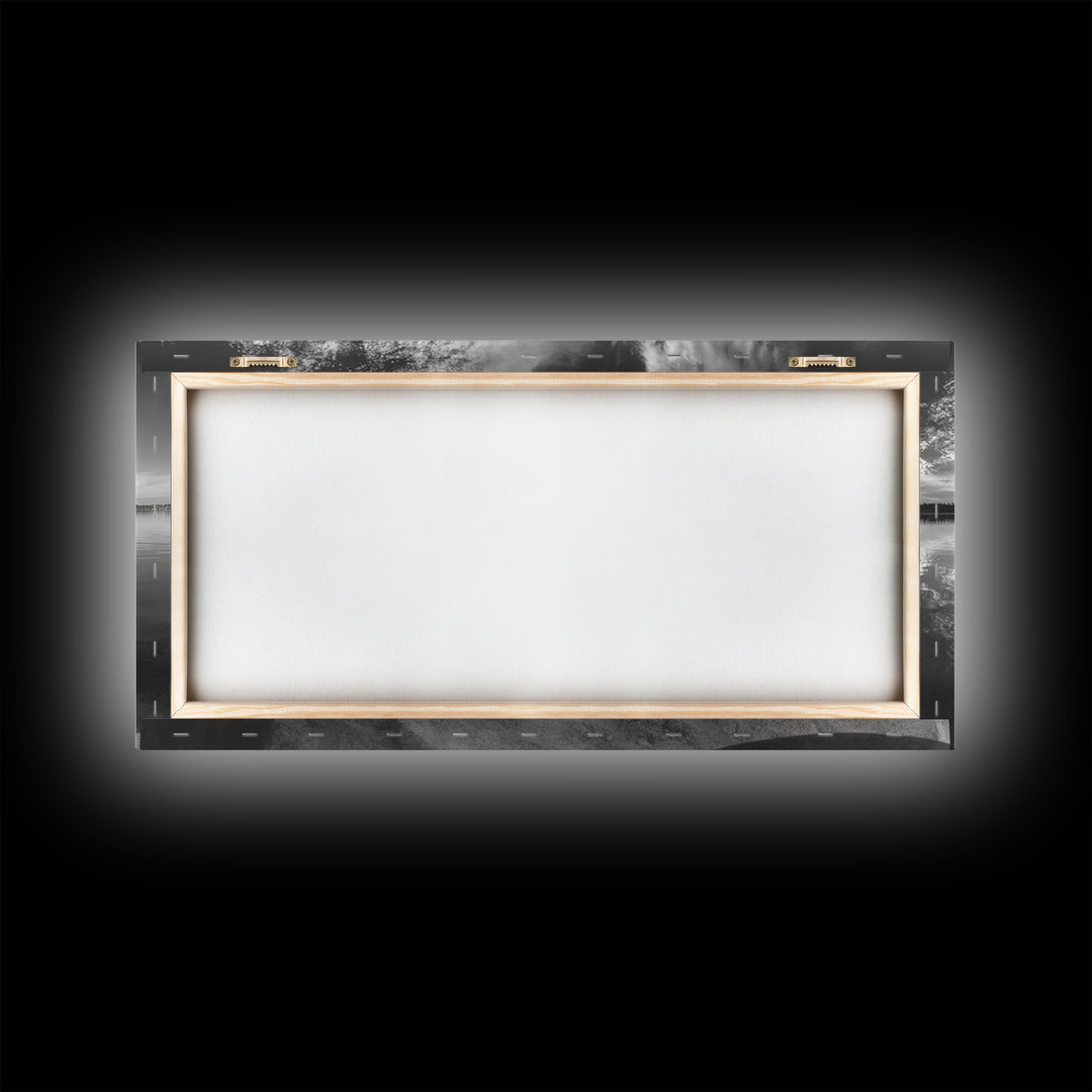 Canoe, Nautical Decor, Lake Tahoe Art, Coastal Wall Art, Above Couch Art, Rustic Art, Panoramic Painting, Framed Canvas Print