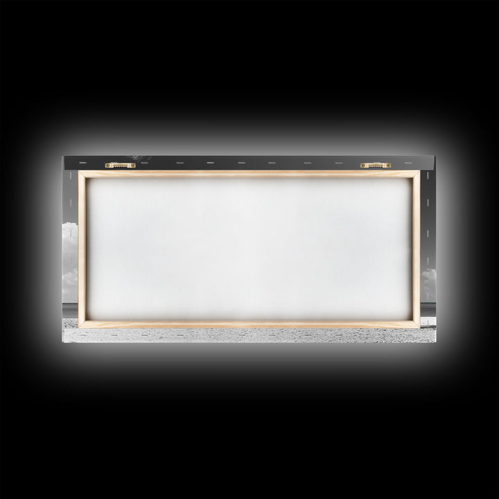 Bright Beach House Framed Canvas Print | Coastal Landscape Art | Nautical Wall Art | Coastal Decor | Extra Wide Art | Tropical Beach Art