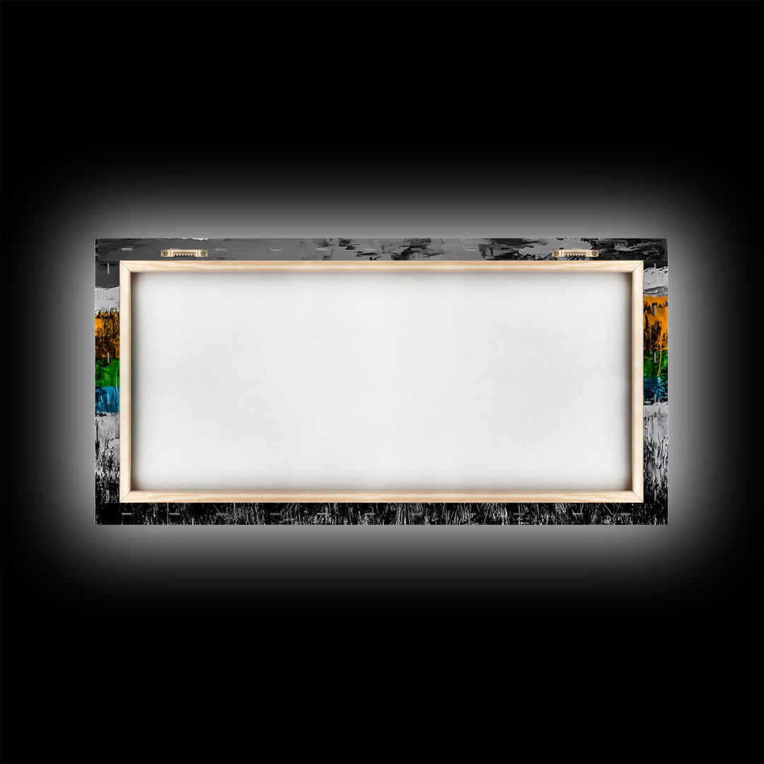 Bison, rustic wall art, mountain painting, western decor, wildlife art, Joshua tree art, extra wide art, Framed Canvas Print, moody art