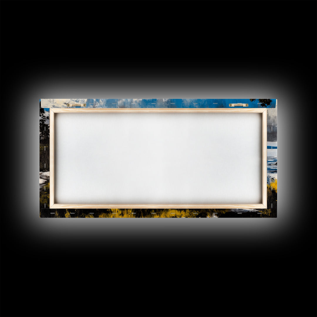 Coastal Landscape, Maine oil painting, seascape painting, landscape painting, nautical wall art, extra wide art, framed canvas print