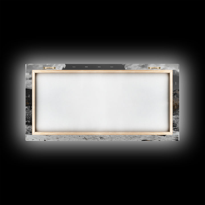 Abandoned Car in Desert Framed Canvas Print | Custom Car Painting | Moody Art | Southwest Wall Art | Wabi Sabi Art | Extra Wide Art