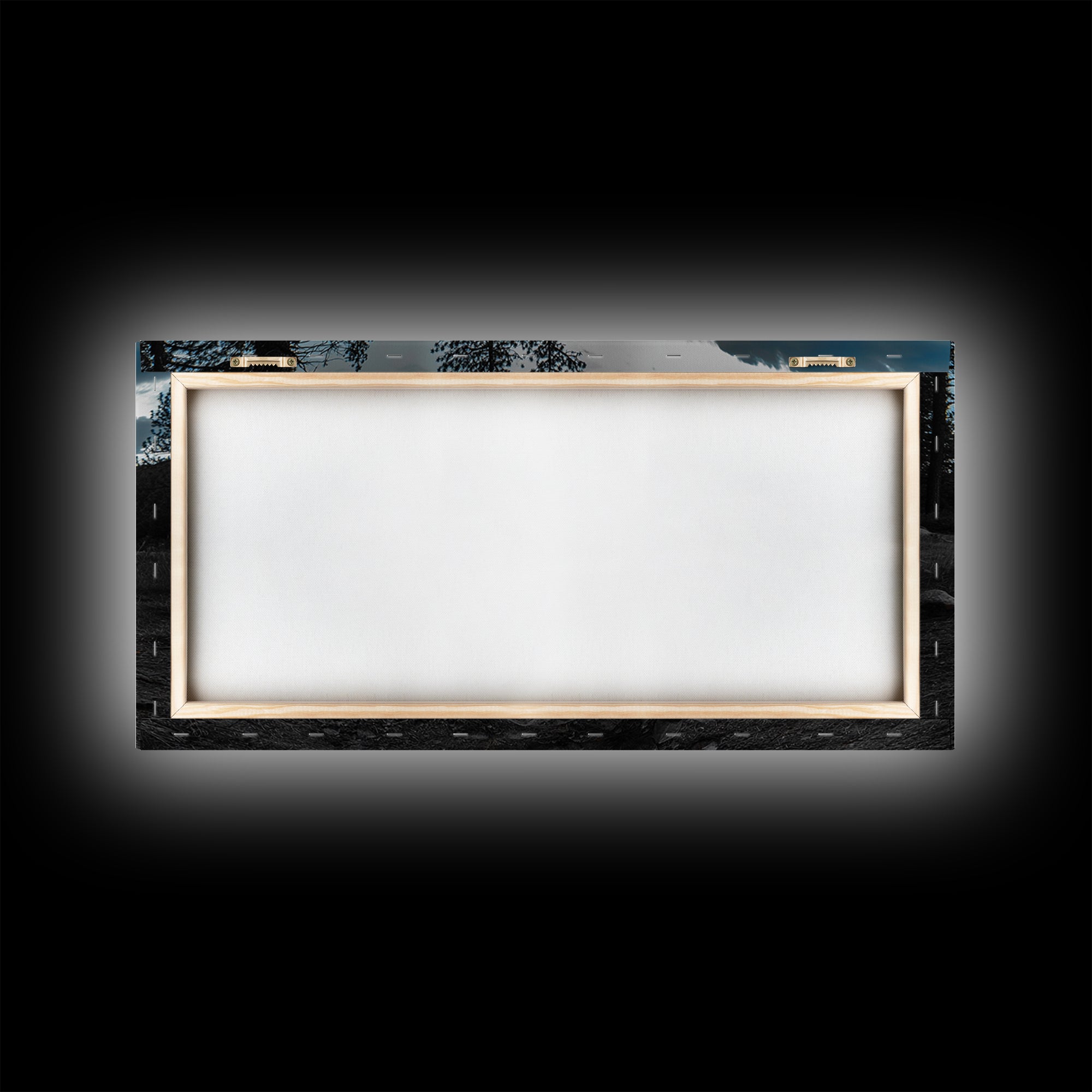 Campfire Under Pine Trees Canvas Print | Forest at Dusk Painting | Rustic Wall Art | Moody Landscape Art | Above Sofa Art | Extra Wide Art