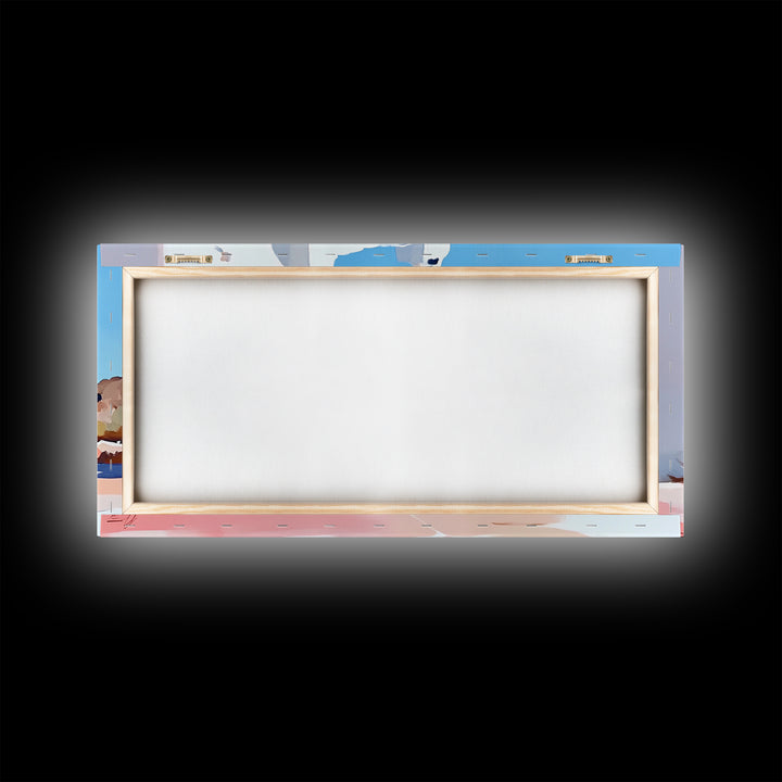 Adobe house, southwest art, rustic decor, framed canvas print, landscape painting, minimalist art, extra wide art, Joshua tree art